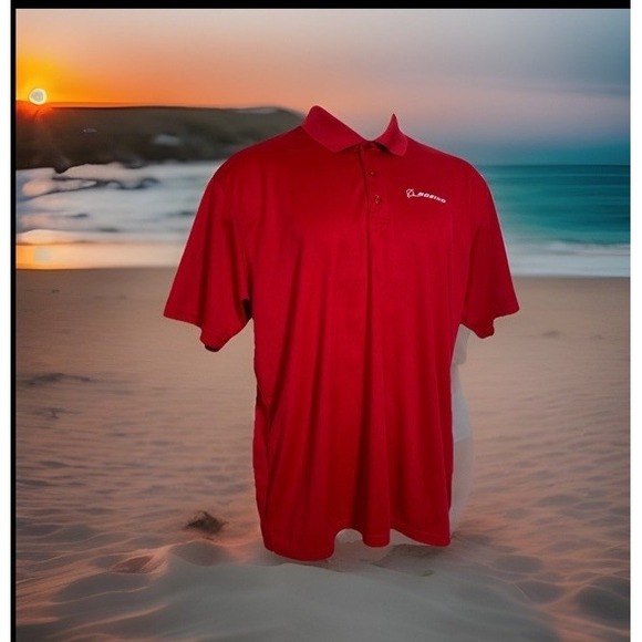 Boeing Men Employee Issue Red Performance Polo Shirt Men's Med